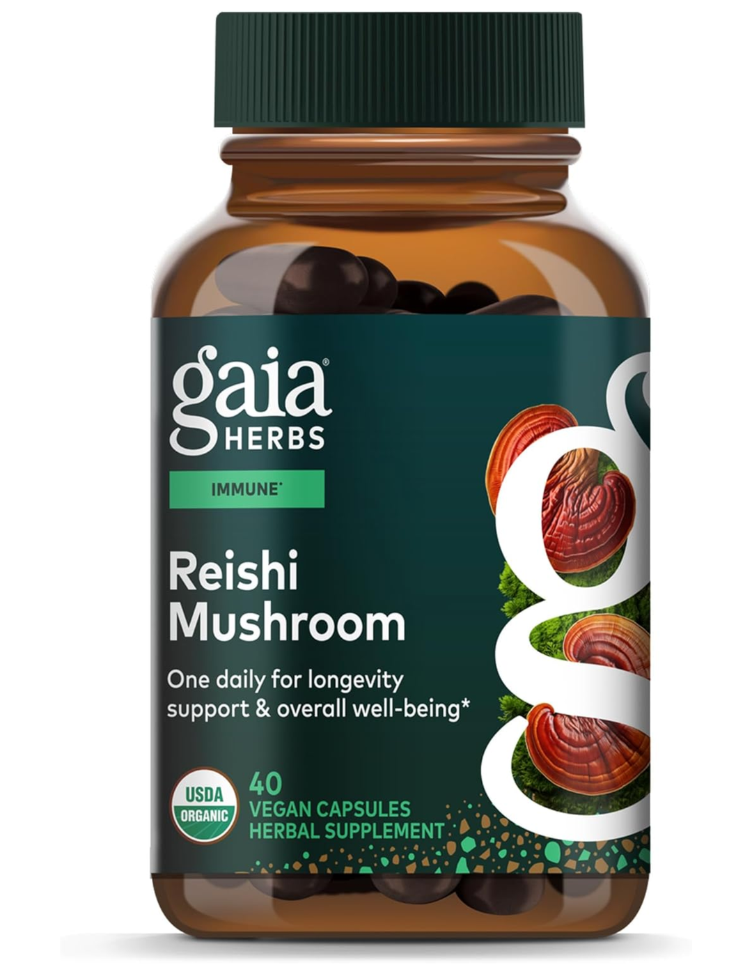 Gaia Herbs Reishi Mushroom 40 Vegan Capsules