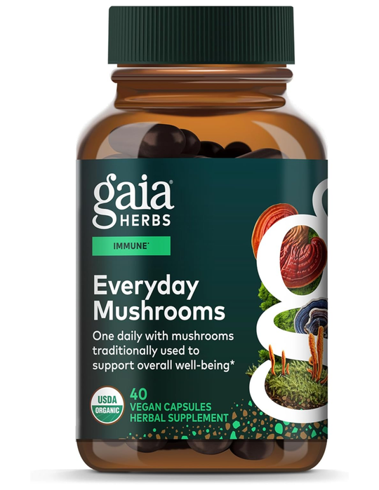 Gaia Herbs Everyday Immune Mushrooms – 40 Vegan Capsules