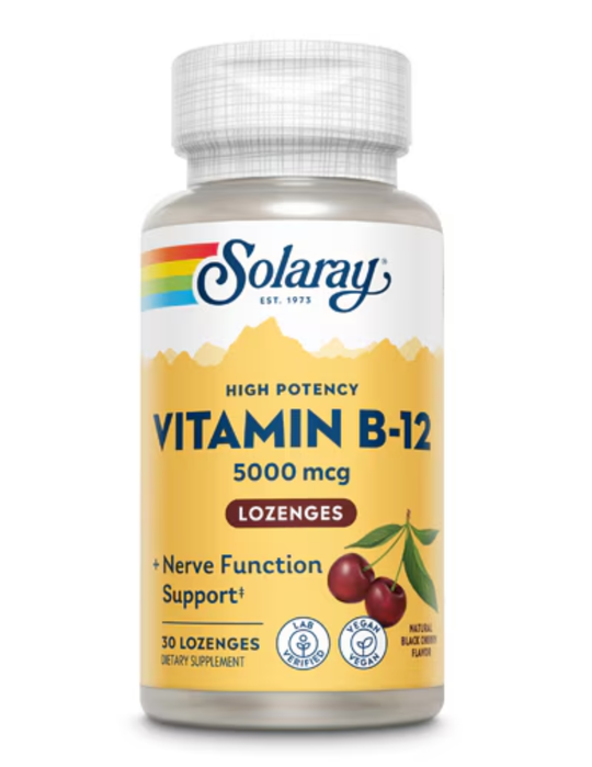 Solaray Vitamin B-12 Sublingual Lozenge 5000mcg - Black Cherry