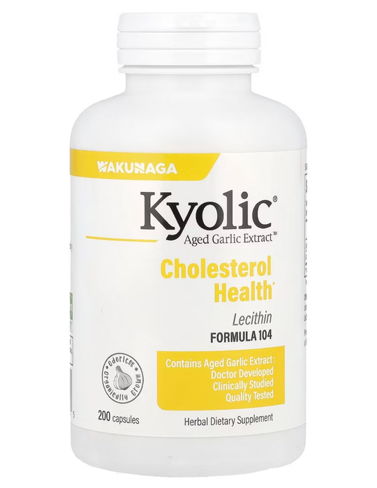 Kyolic Aged Garlic Extract, Cholesterol Health Formula 104, 200 Capsules