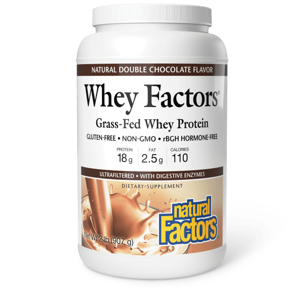 Natural Factors Whey Factors Grass Fed Whey Protein Powder Double Chocolate