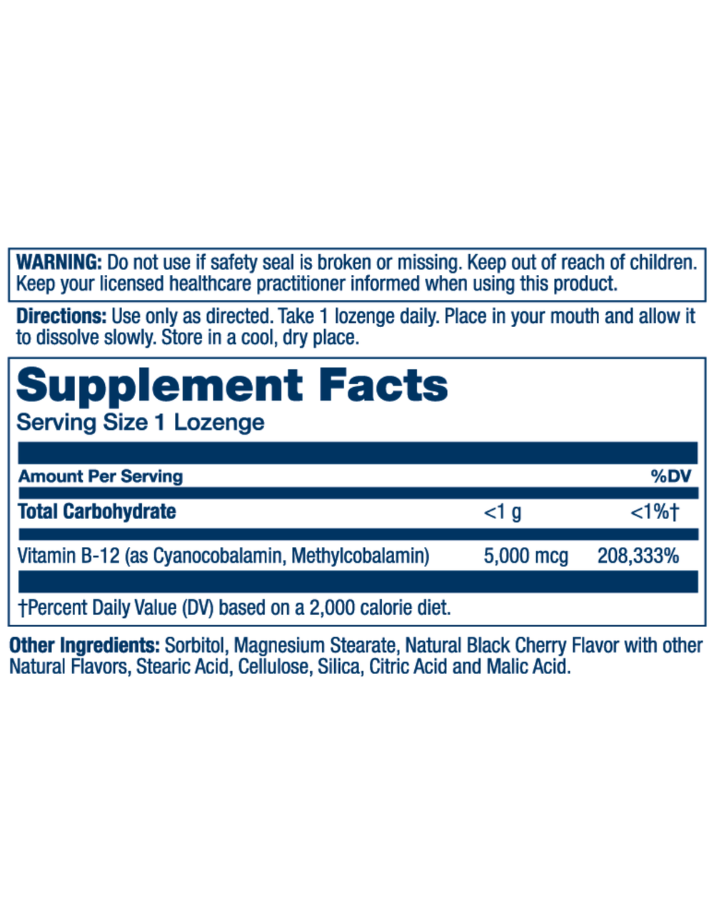 Solaray Vitamin B-12 Sublingual Lozenge 5000mcg - Black Cherry