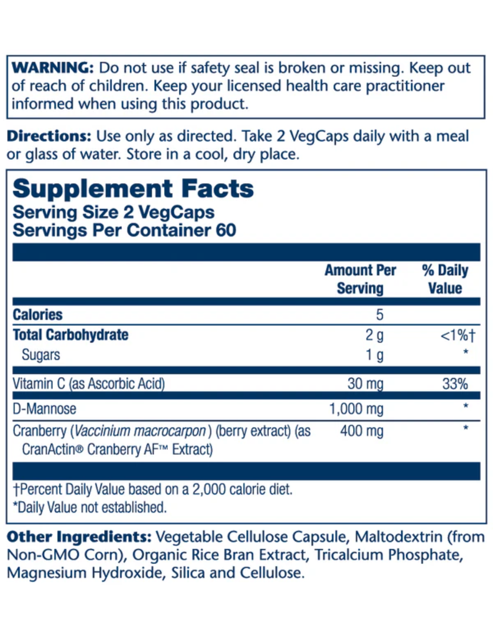 Solaray D-Mannose with CranActin 120ct