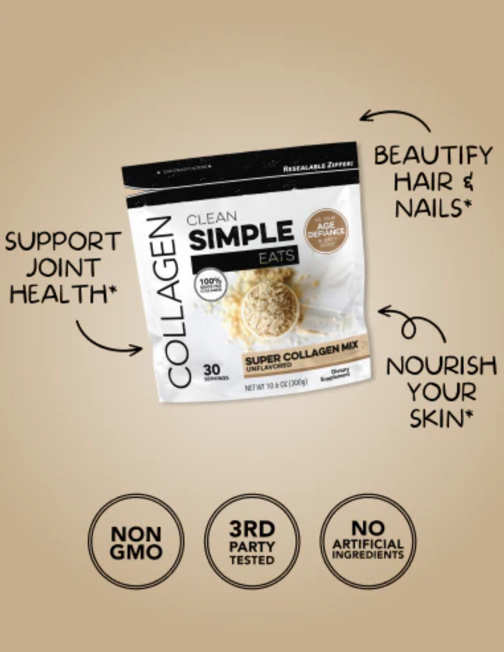 Clean Simple Eats  Super Collagen Unflavored 30 Serving