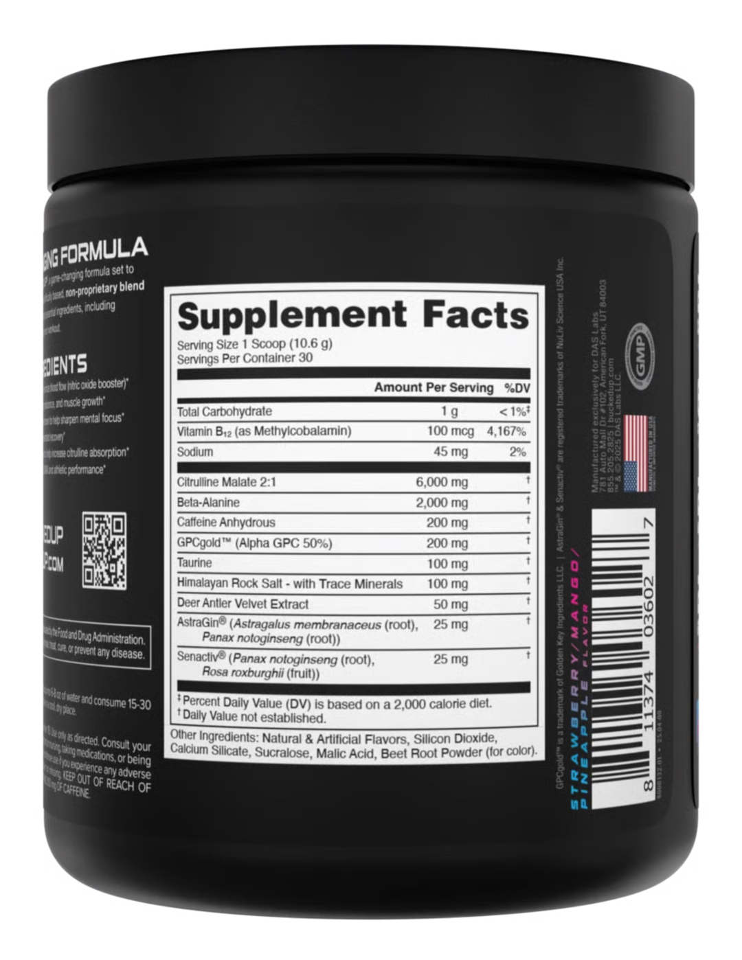 Bucked Up Pre‑Workout – Miami (Strawberry/Mango/Pineapple)