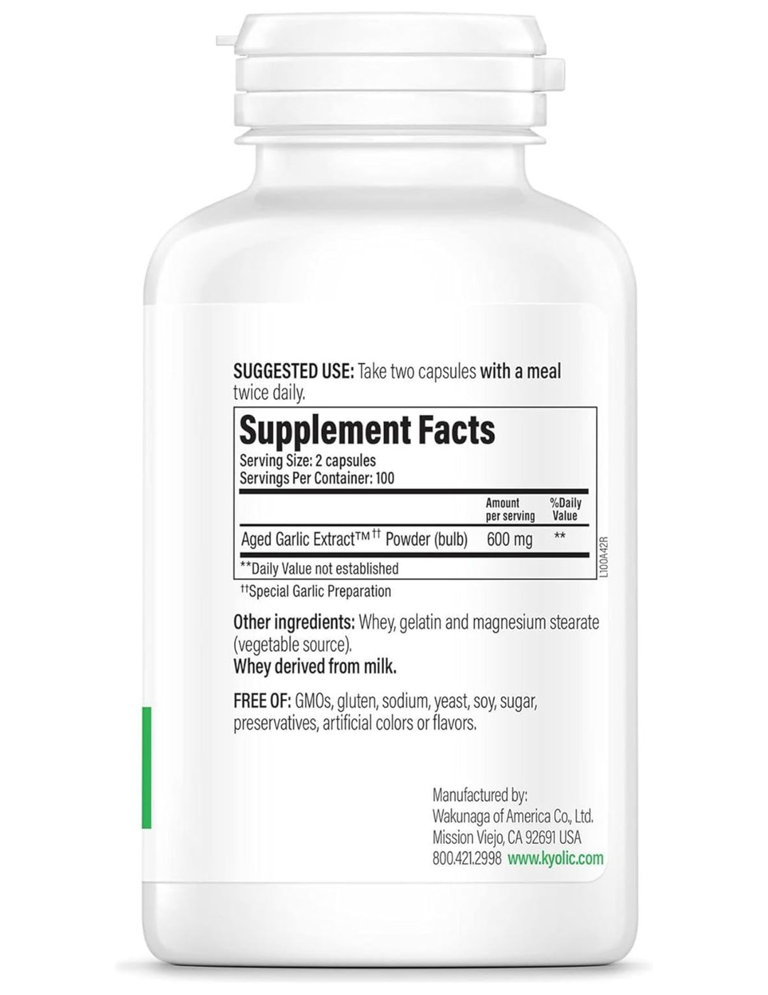 Kyolic Aged Garlic Extract, Cardiovascular Health Formula 100, 200 Capsules