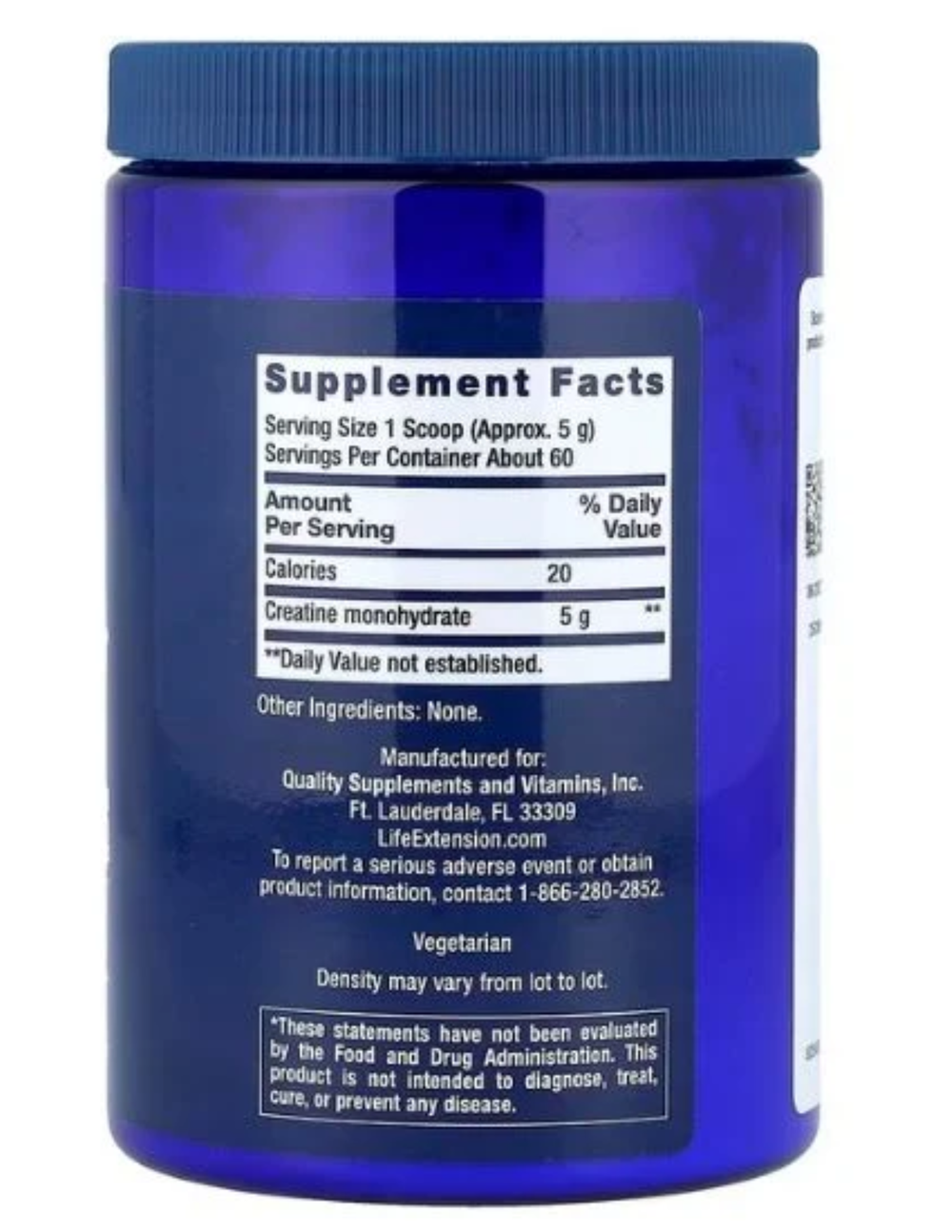 Life Extension Creatine Powder 60 Servings