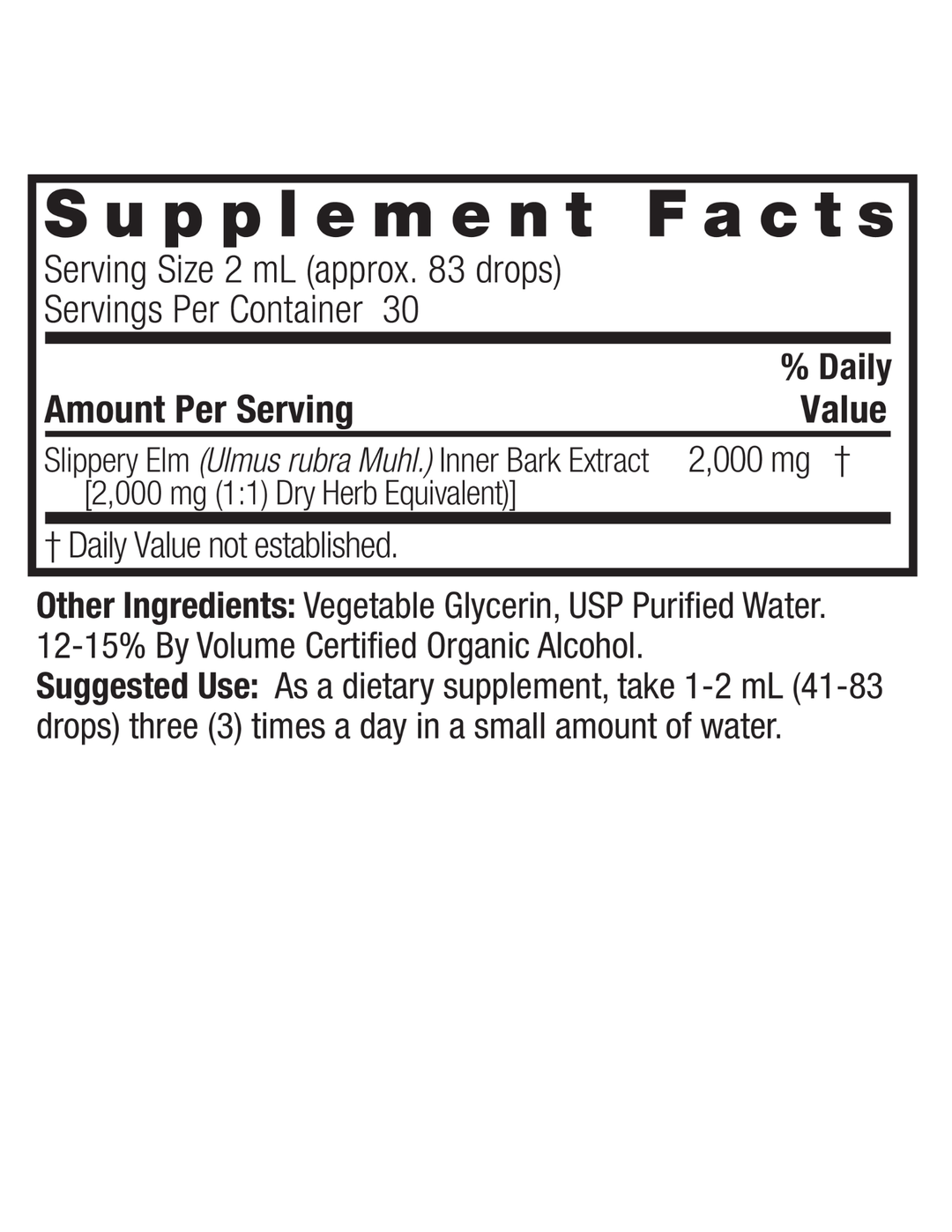 Nature's Answer Slippery Elm Bark 2oz Low Alcohol