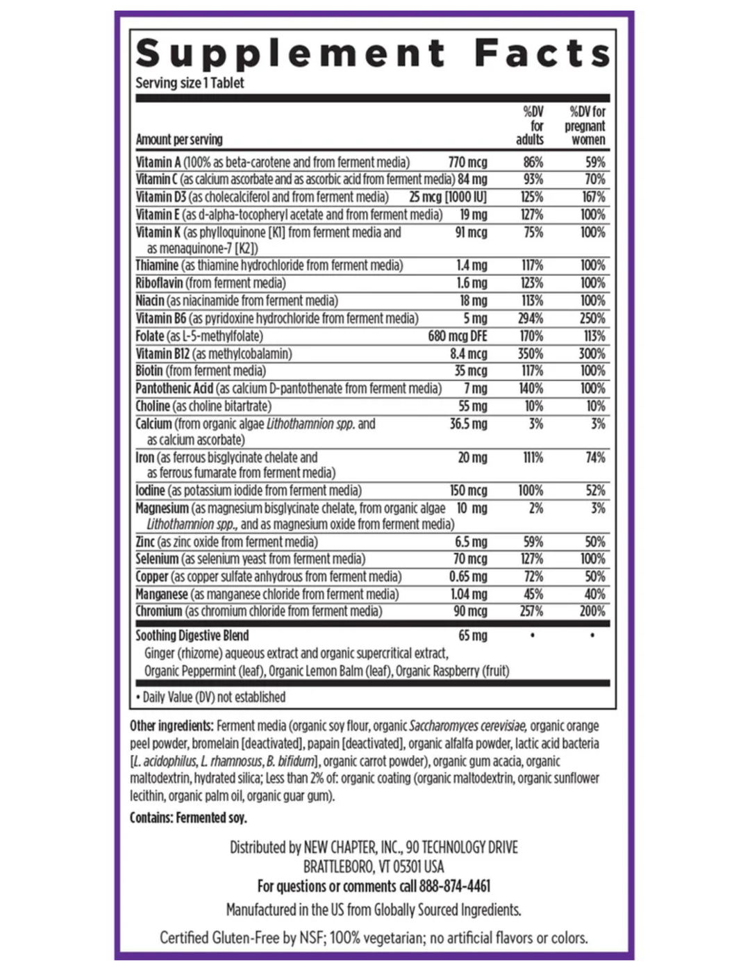 New Chapter One Daily Prenatal Multivitamin 35+ 30ct