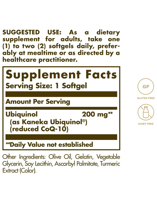 Solgar Ubiquinol 200mg Reduced CoQ10 30 Softgels