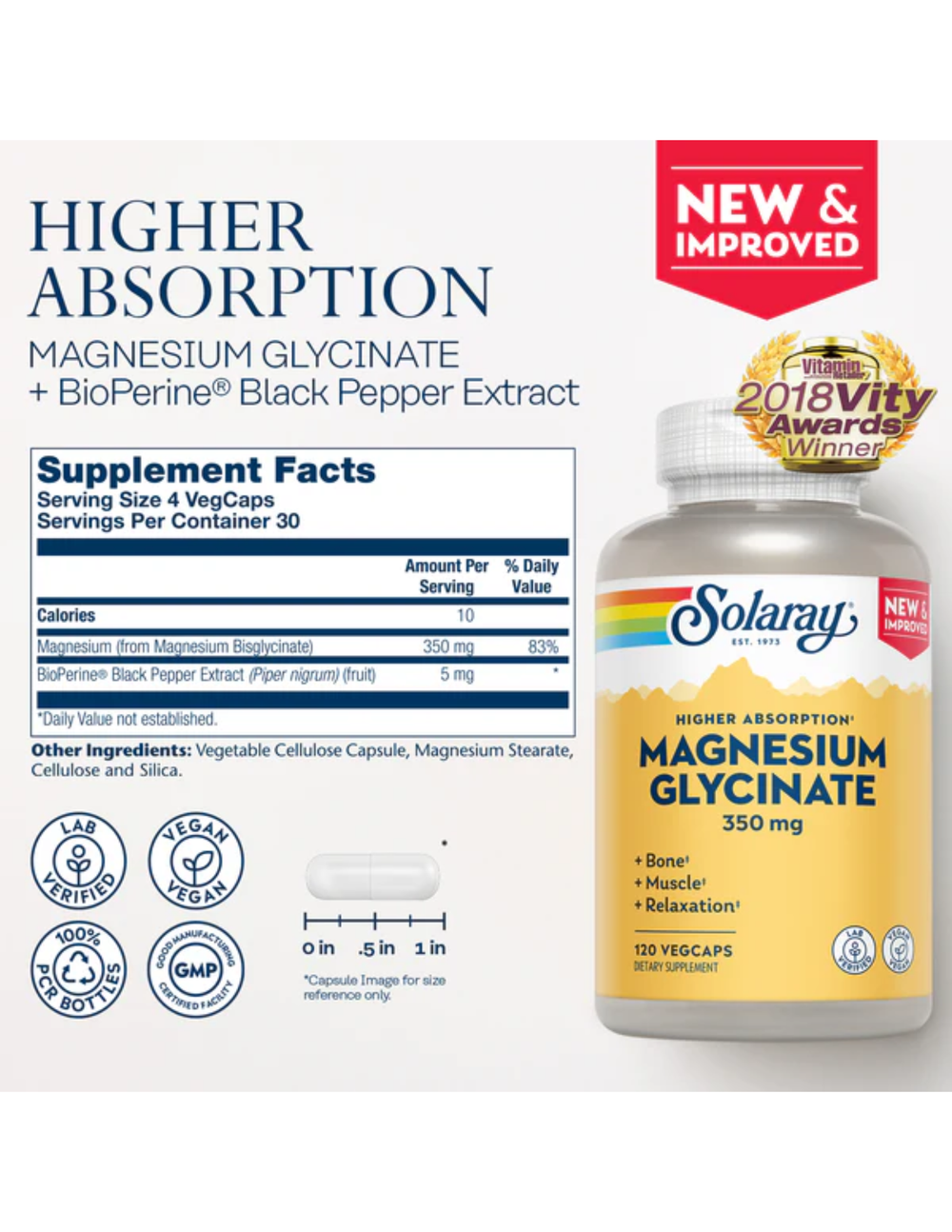 Solaray Magnesium Glycinate 350mg 240ct