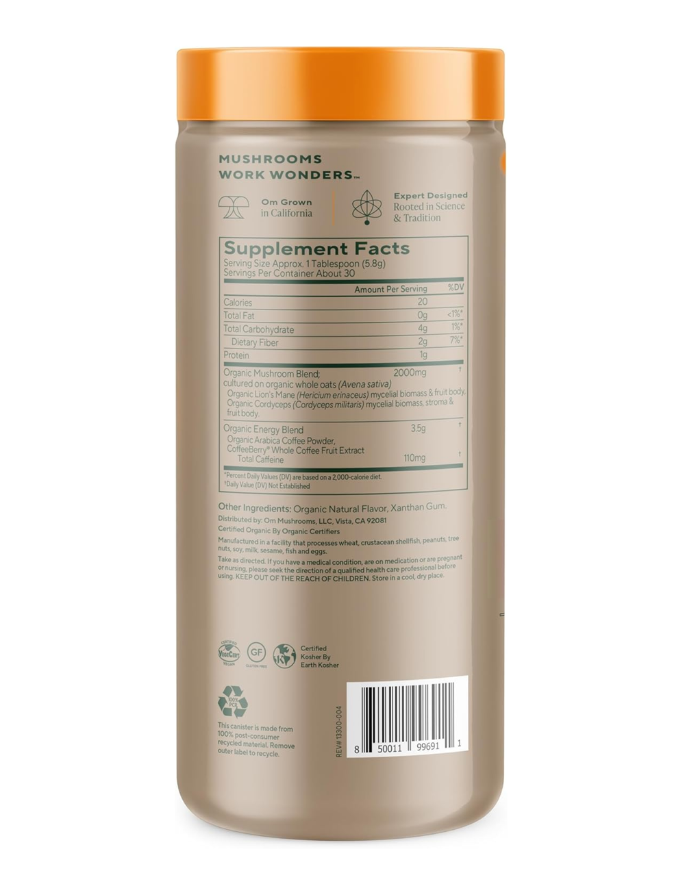 OM Superfood Mushroom Blend, Coffee Latte 30 Servings