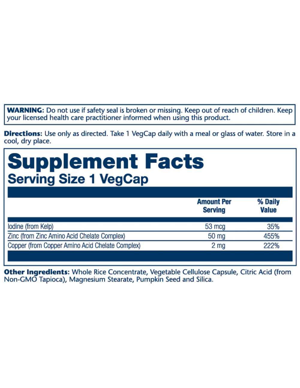 Solaray Zinc Copper Complex 100ct