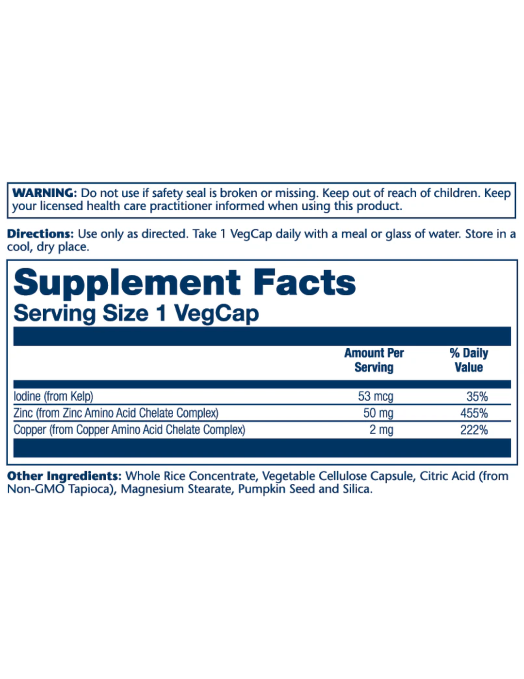 Solaray Zinc Copper Complex 100ct