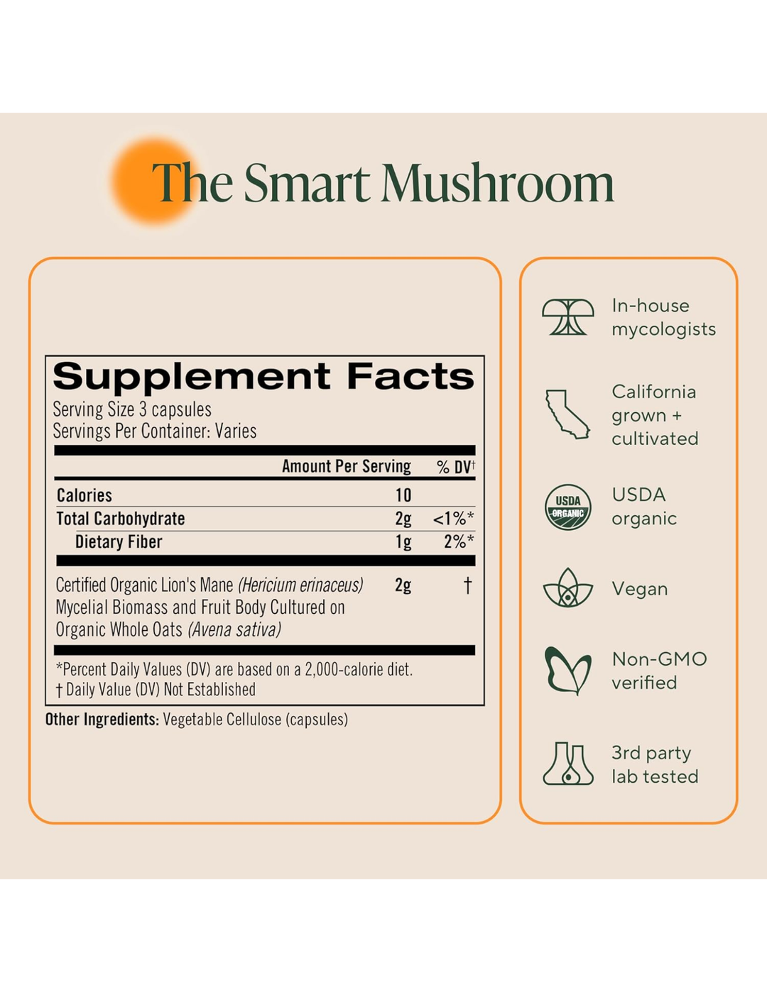 OM Lion’s Mane Organic Mushroom 180 Capsules