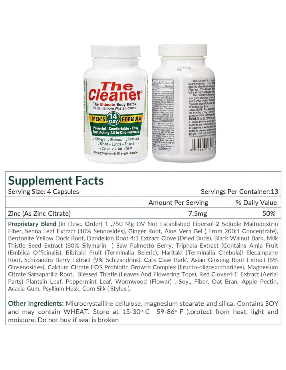 Century Systems The Cleaner 14 Day Men's Formula