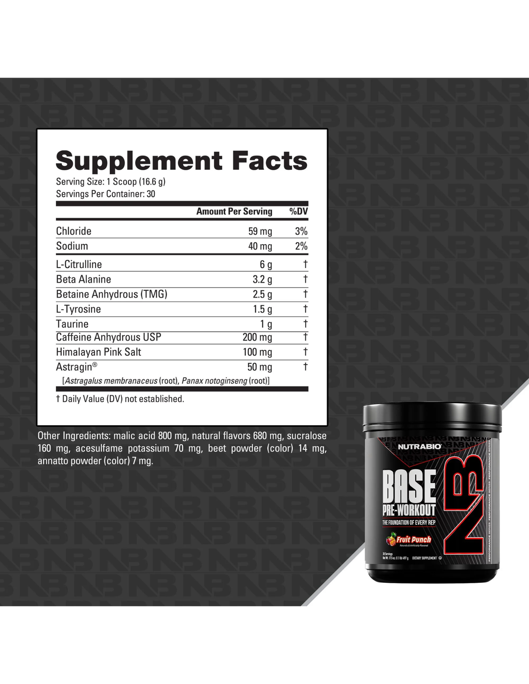 NutraBio Base Pre-Workout Fruit Punch