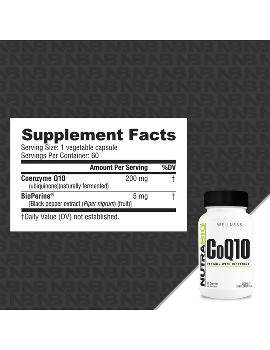 NutraBio CoQ10 w/ Bioperrine 200mg 60 Capsules