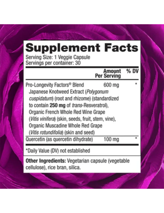 Reserveage Resveratrol 250mg 60 Veg Capsules
