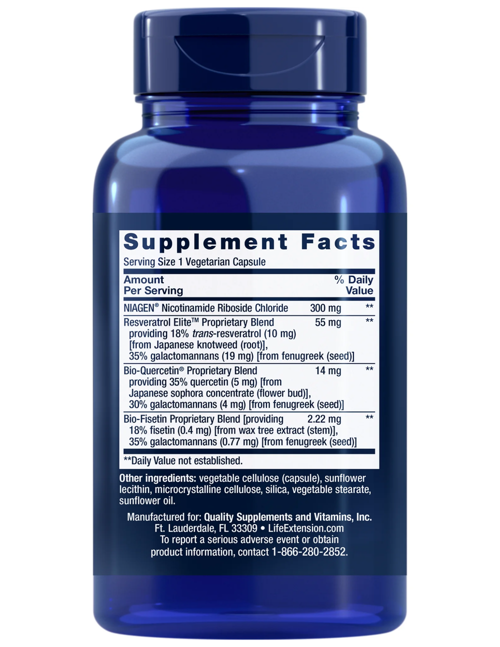 Life Extension NAD+ Cell Regenerator And Resveratrol Elite 30 Veg Capsules