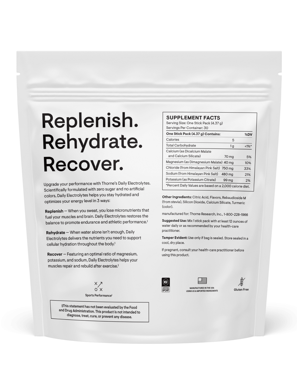 Thorne Daily Electrolytes - Mango Limeade 30 Stick Packs