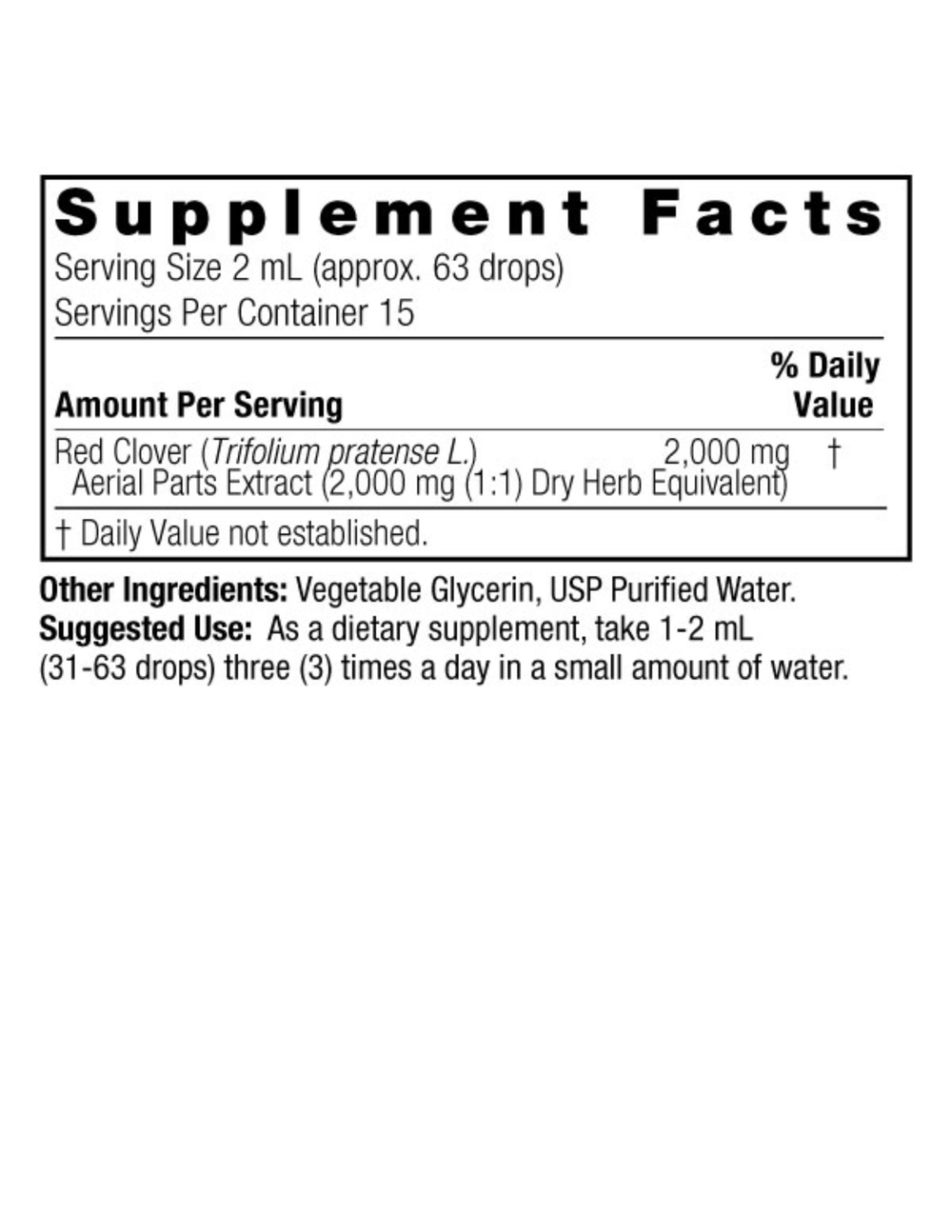 Nature's Answer Red Clover 1oz Alcohol Free