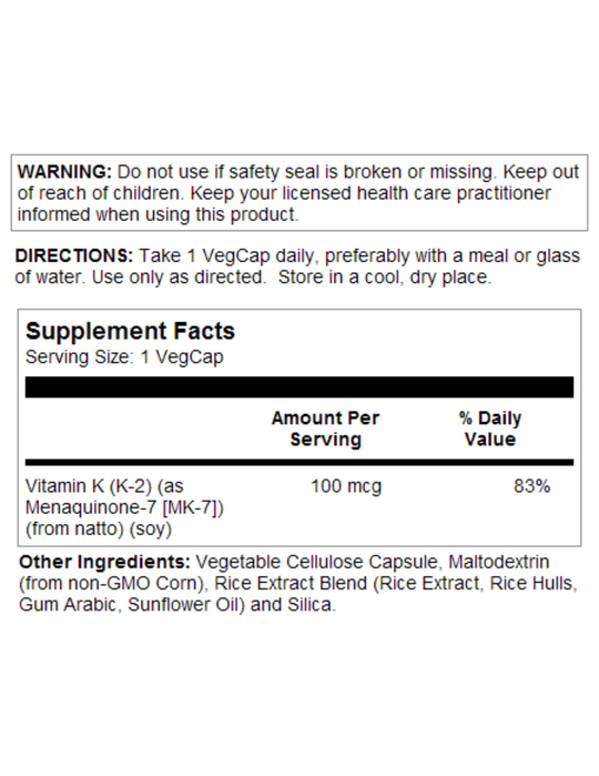 KAL Vitamin K2 MK-7 100mcg 60ct