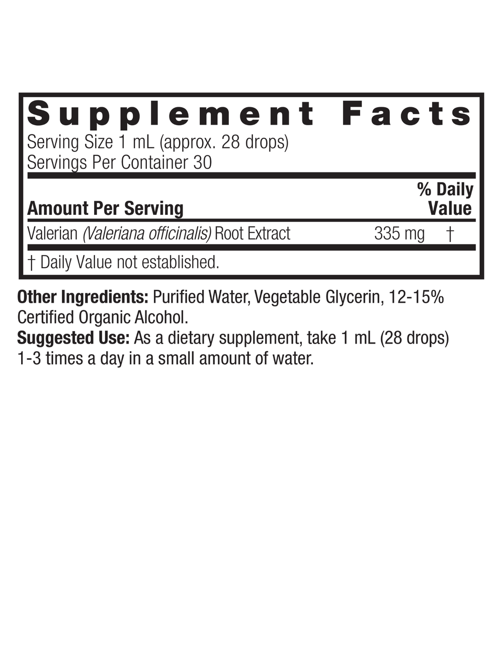 Nature’s Answer Valerian Root 1oz Low Alcohol