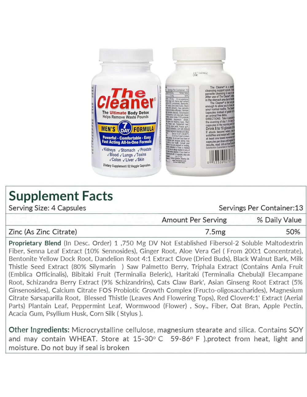 Century Systems The Cleaner 7 Day Men's Formula