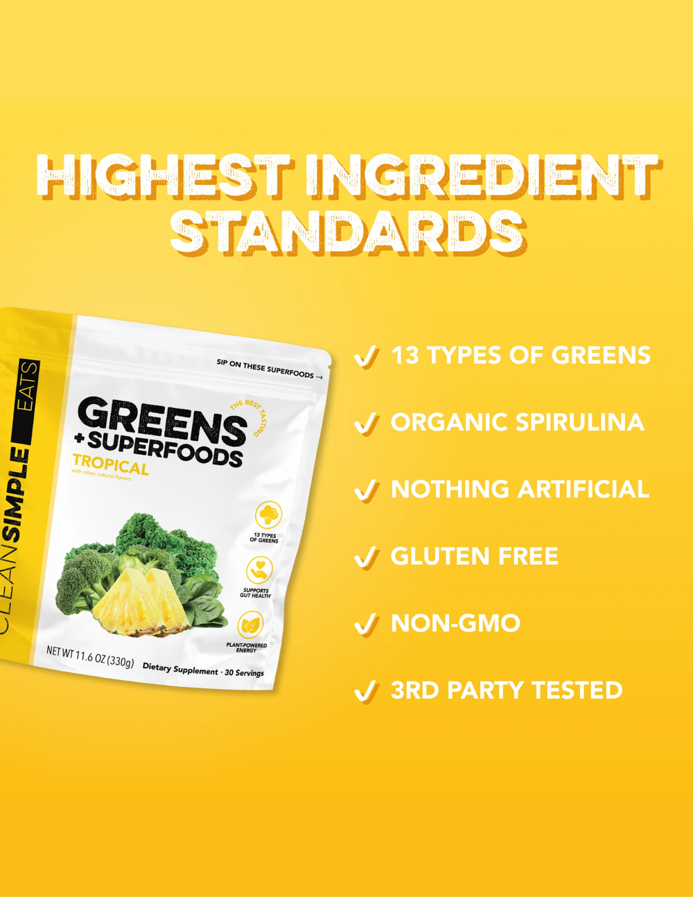 Clean Simple Eats Greens + Superfoods - Tropical 30 Servings