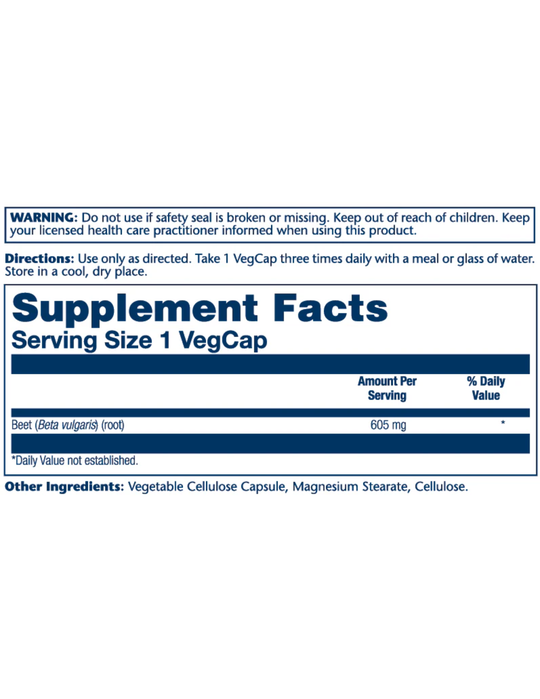 Solaray Beet Root 605mg 100 Veg Capsules
