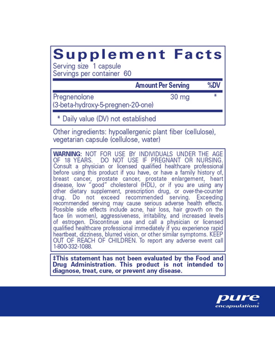 Pure Encapsulations Pregnenolone 30mg 60ct