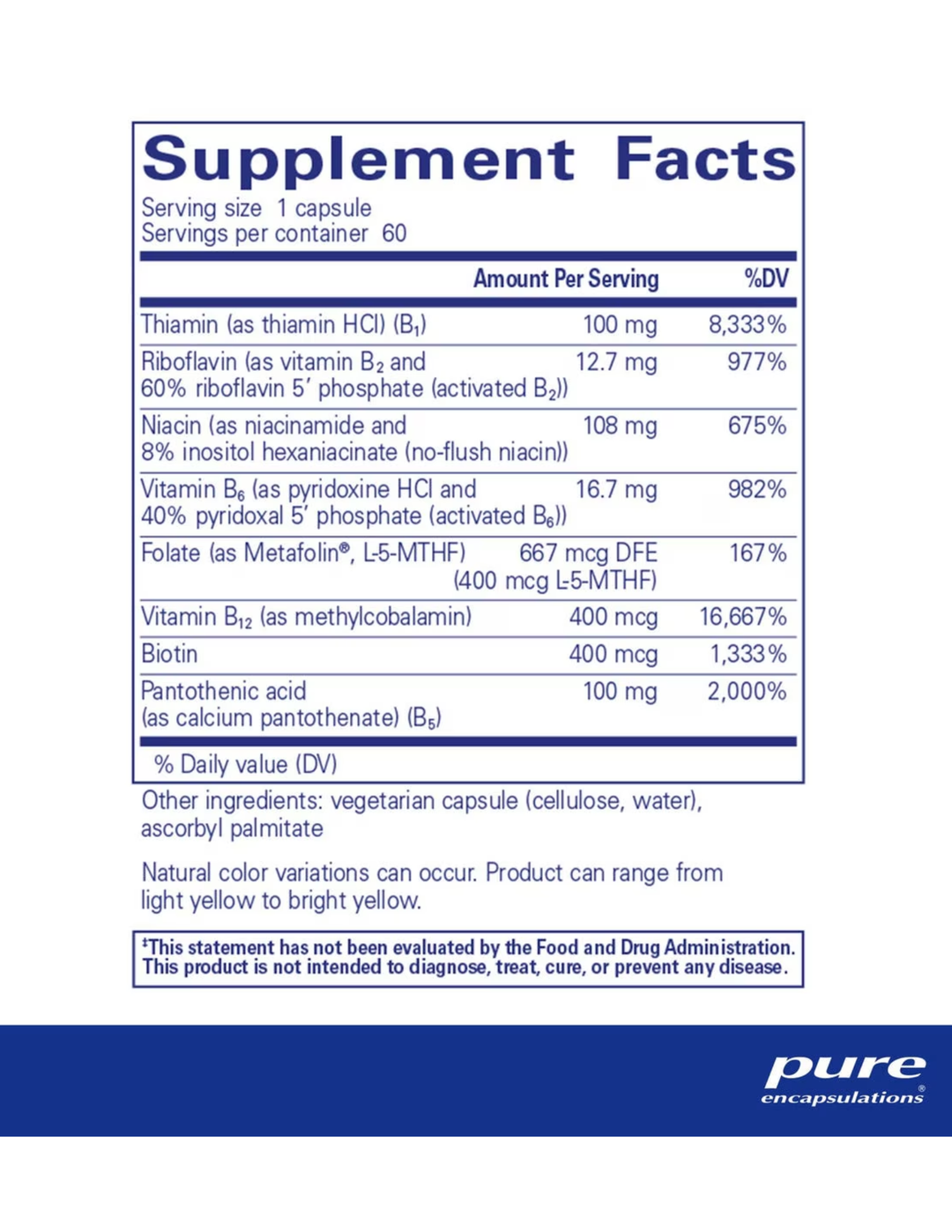 Pure Encapsulations  B-Complex Plus 60ct