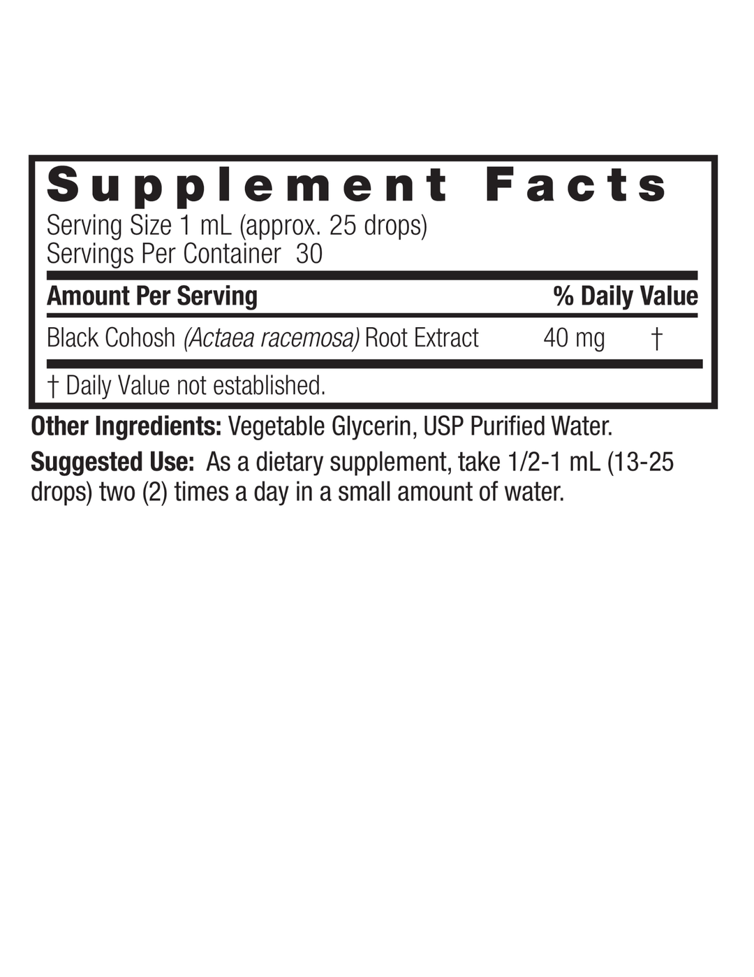 Nature's Answer Black Cohosh 1oz Alcohol Free