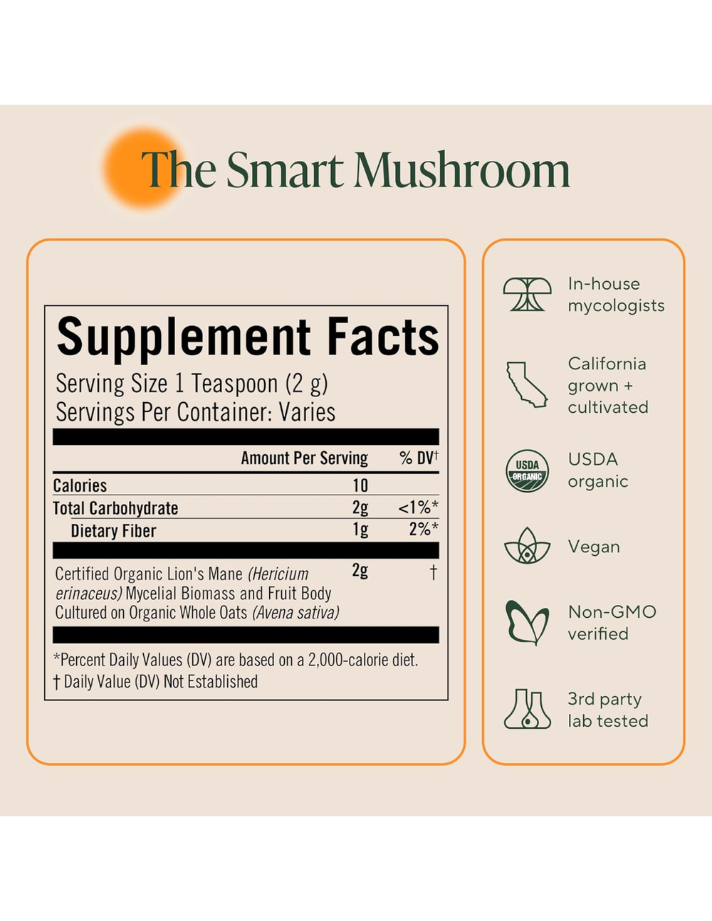 OM Lion’s Mane Organic Mushroom Powder - Whole-Food Brain Support
