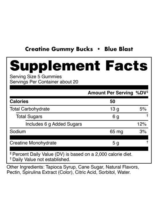 Bucked Up Creatine Gummies Blue Blast
