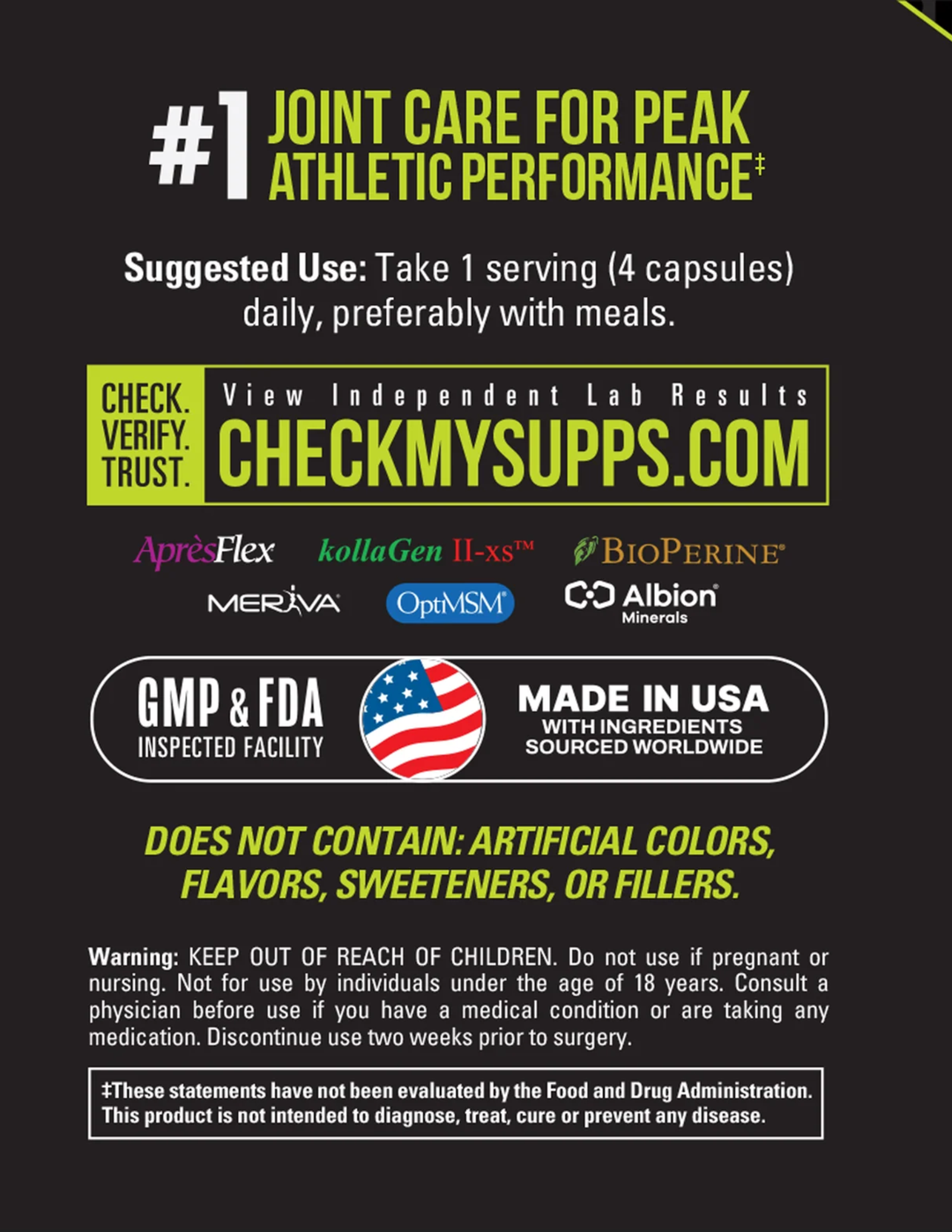 NutraBio Extreme Joint Care 30 Servings