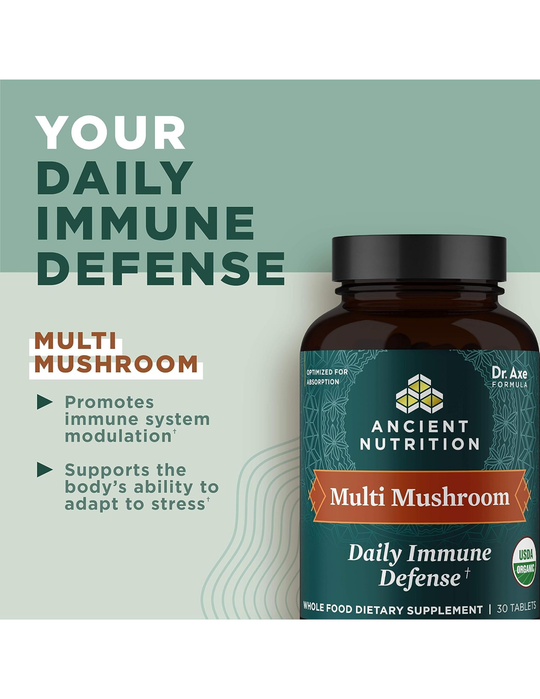 Ancient Nutrition Multi Mushroom Daily Immune Defense 30 Tablets