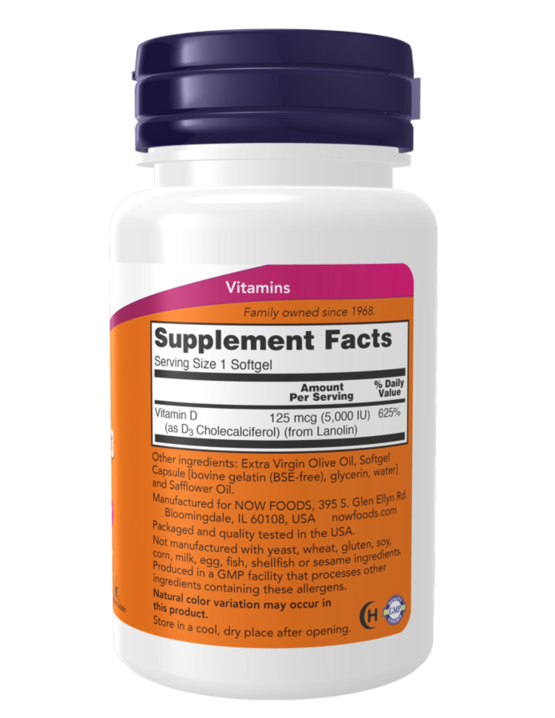 Now Foods Vitamin D3 5000 IU 120 Softgels