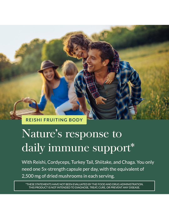 Gaia Herbs Everyday Immune Mushrooms – 40 Vegan Capsules