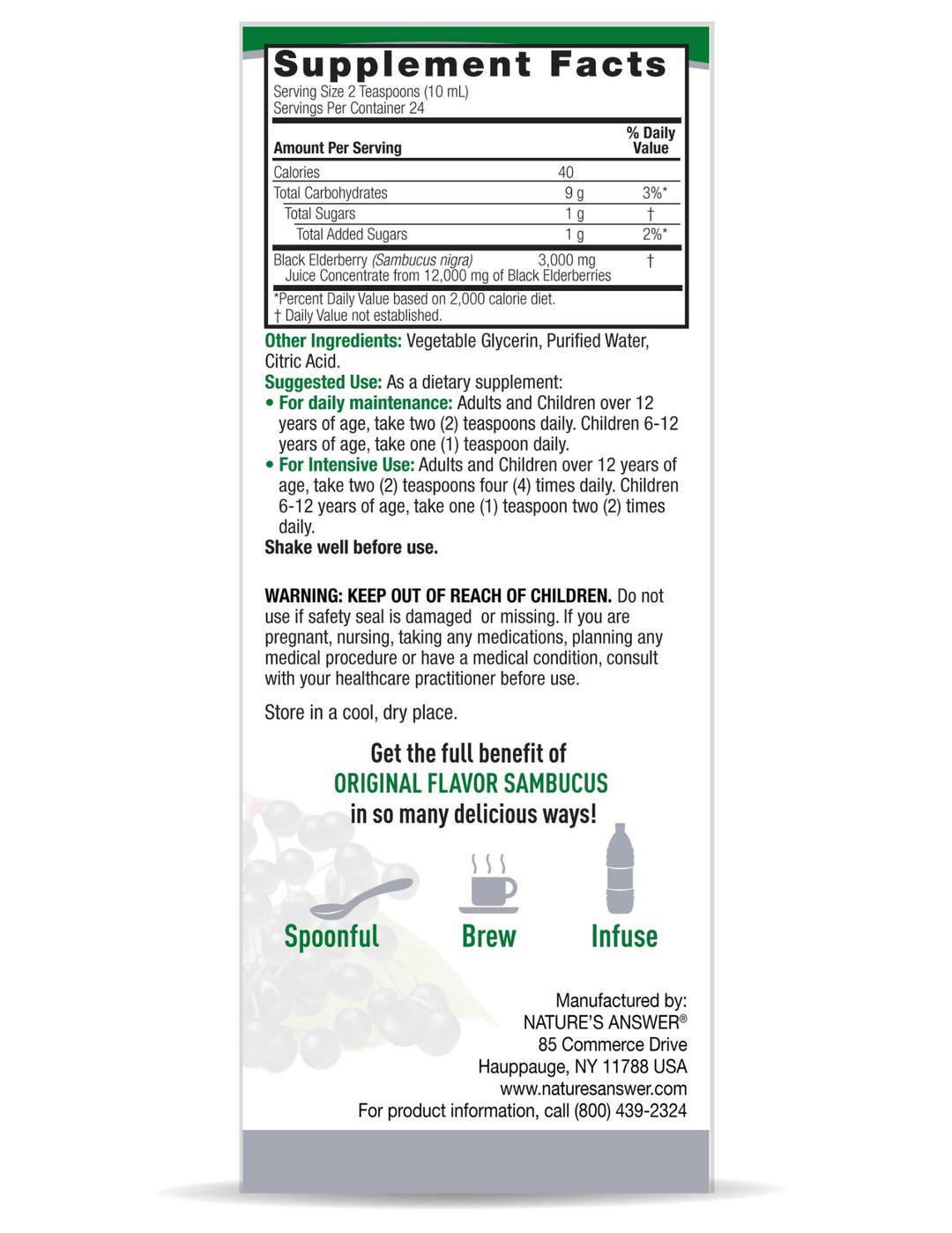 Nature’s Answer Sambucus Black Elder berry 8oz