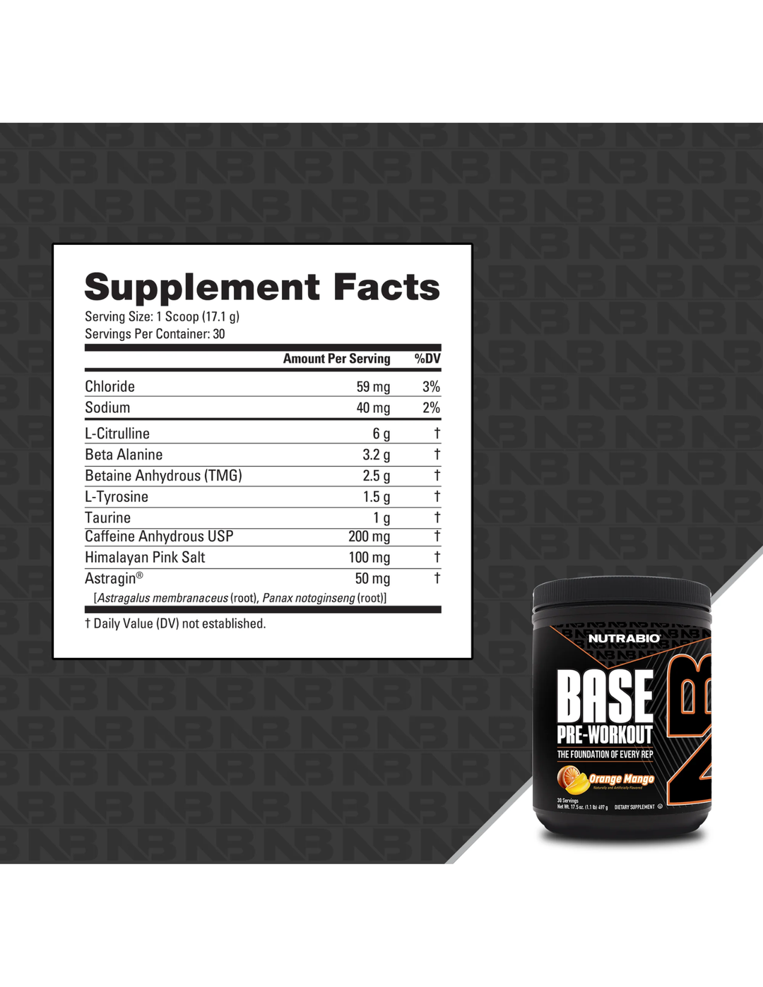NutraBio Base Pre-Workout Orange Mango