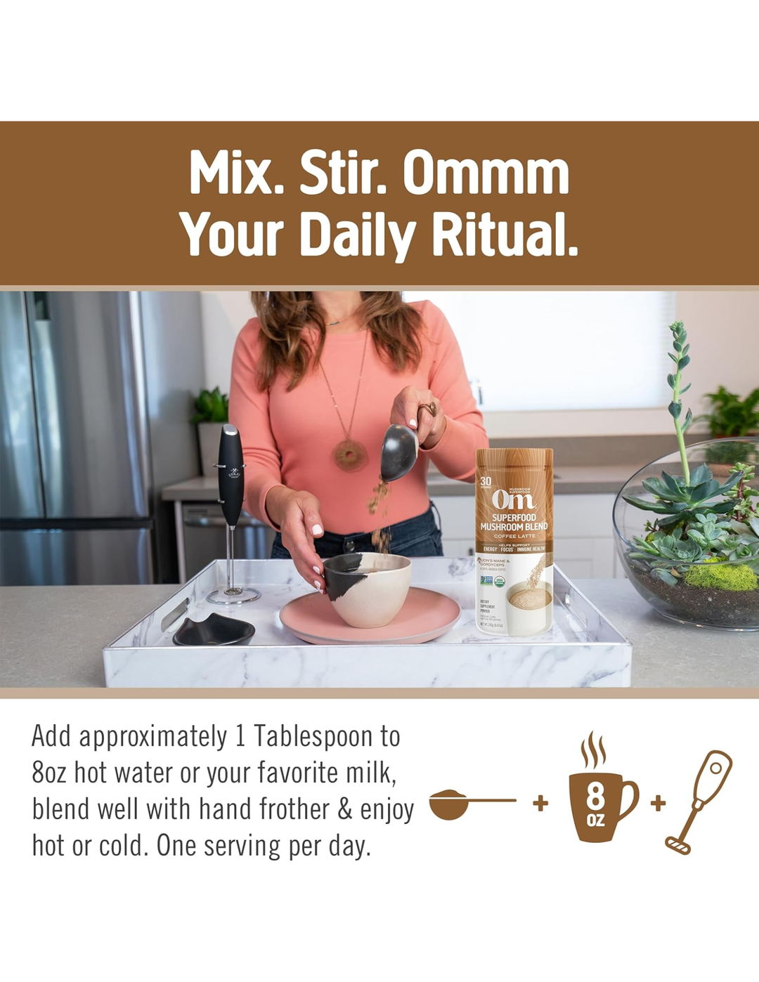 OM Superfood Mushroom Blend, Coffee Latte 30 Servings