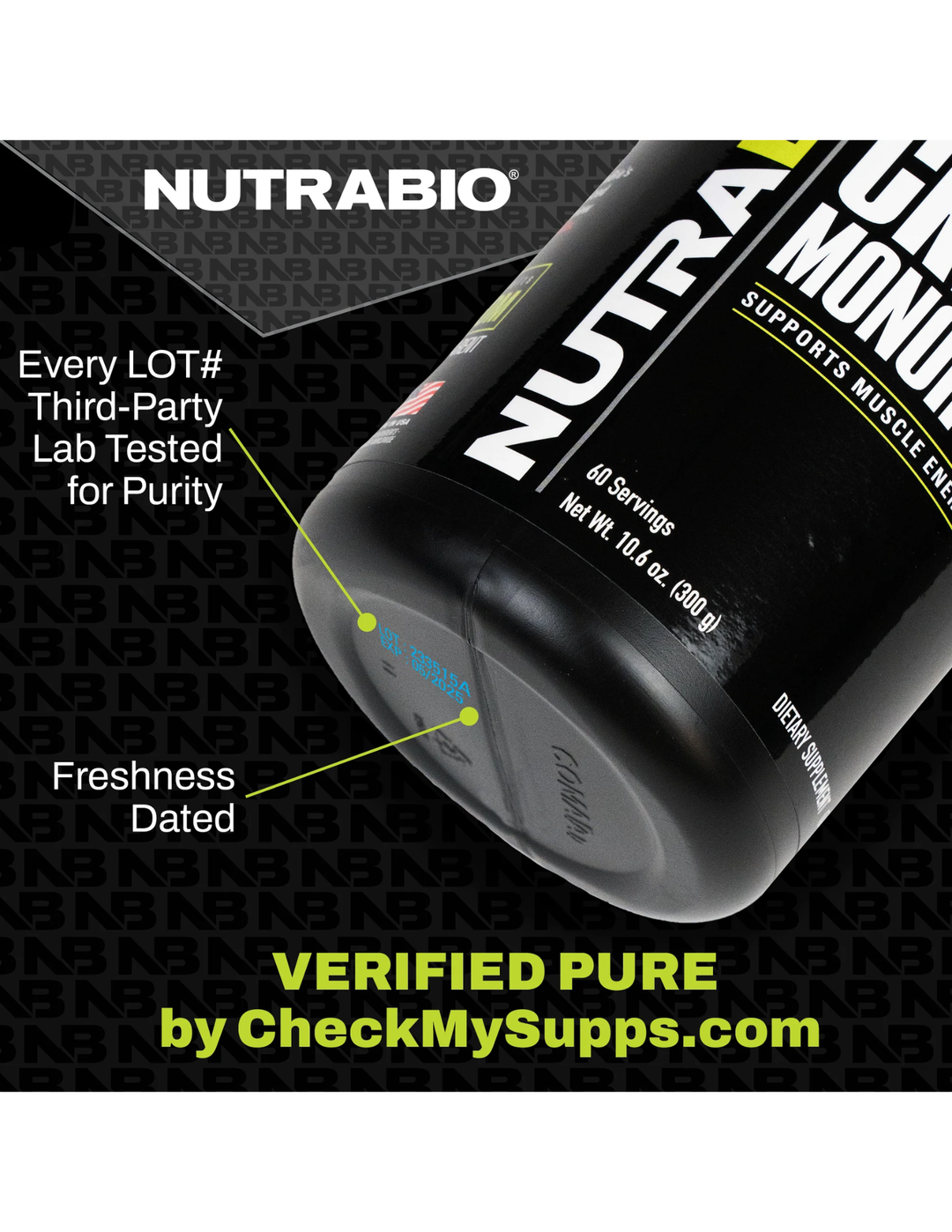 NutraBio Micronized Creatine Monohydrate 60 Servings