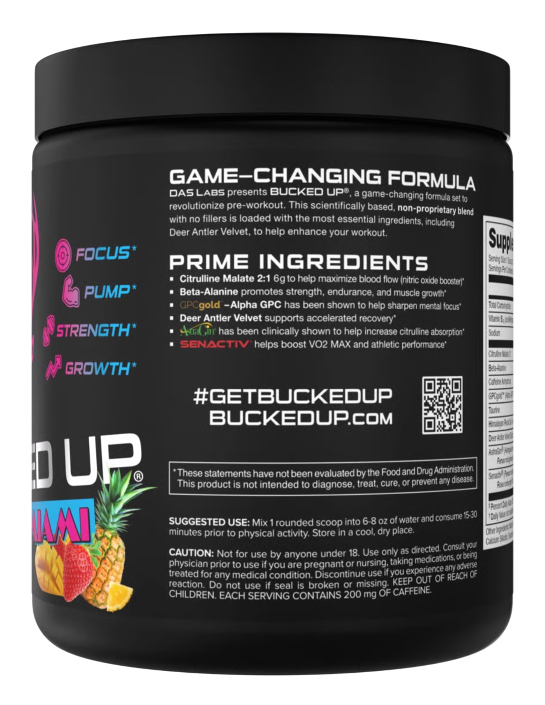 Bucked Up Pre‑Workout – Miami (Strawberry/Mango/Pineapple)