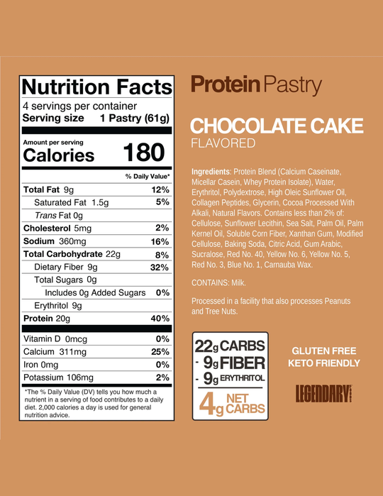 Legendary Foods  Chocolate Cake Protein Pastry 10pk