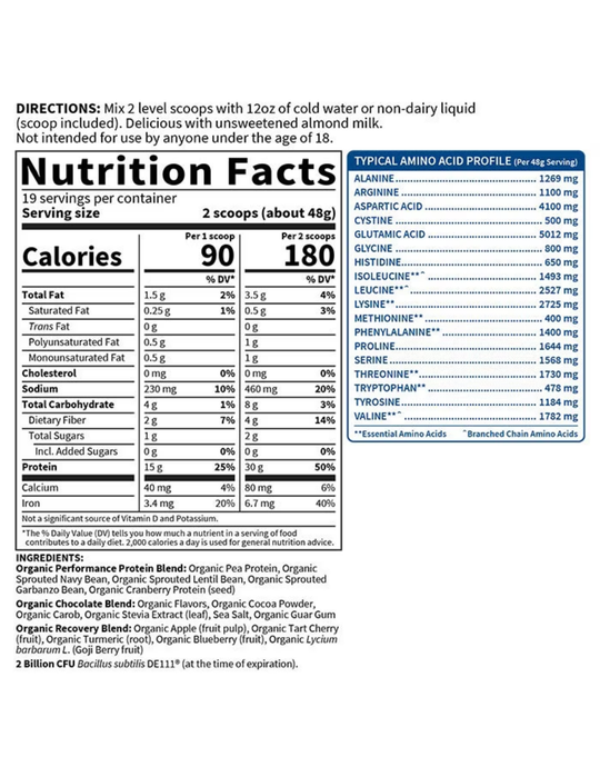 SPORT Organic Plant-Based Protein Chocolate 29.6oz