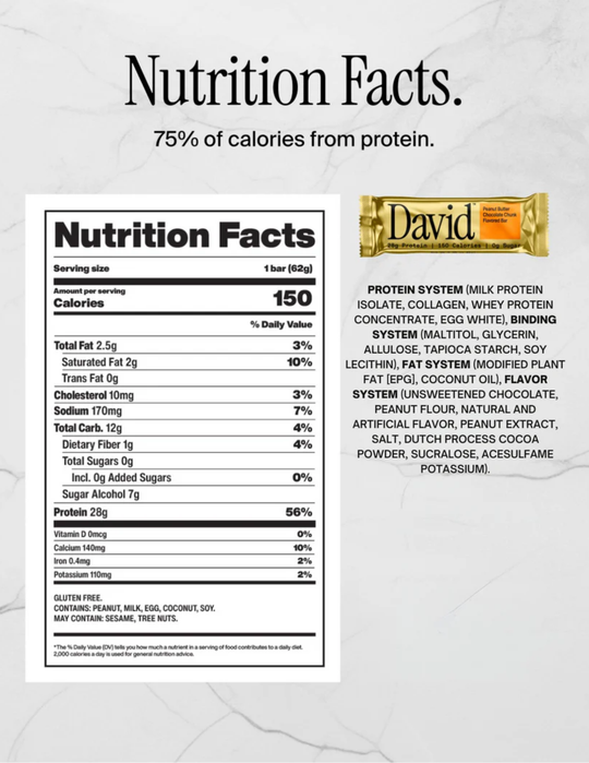 David™ BAR PEANUT BUTTER CHOCOLATE 12CT