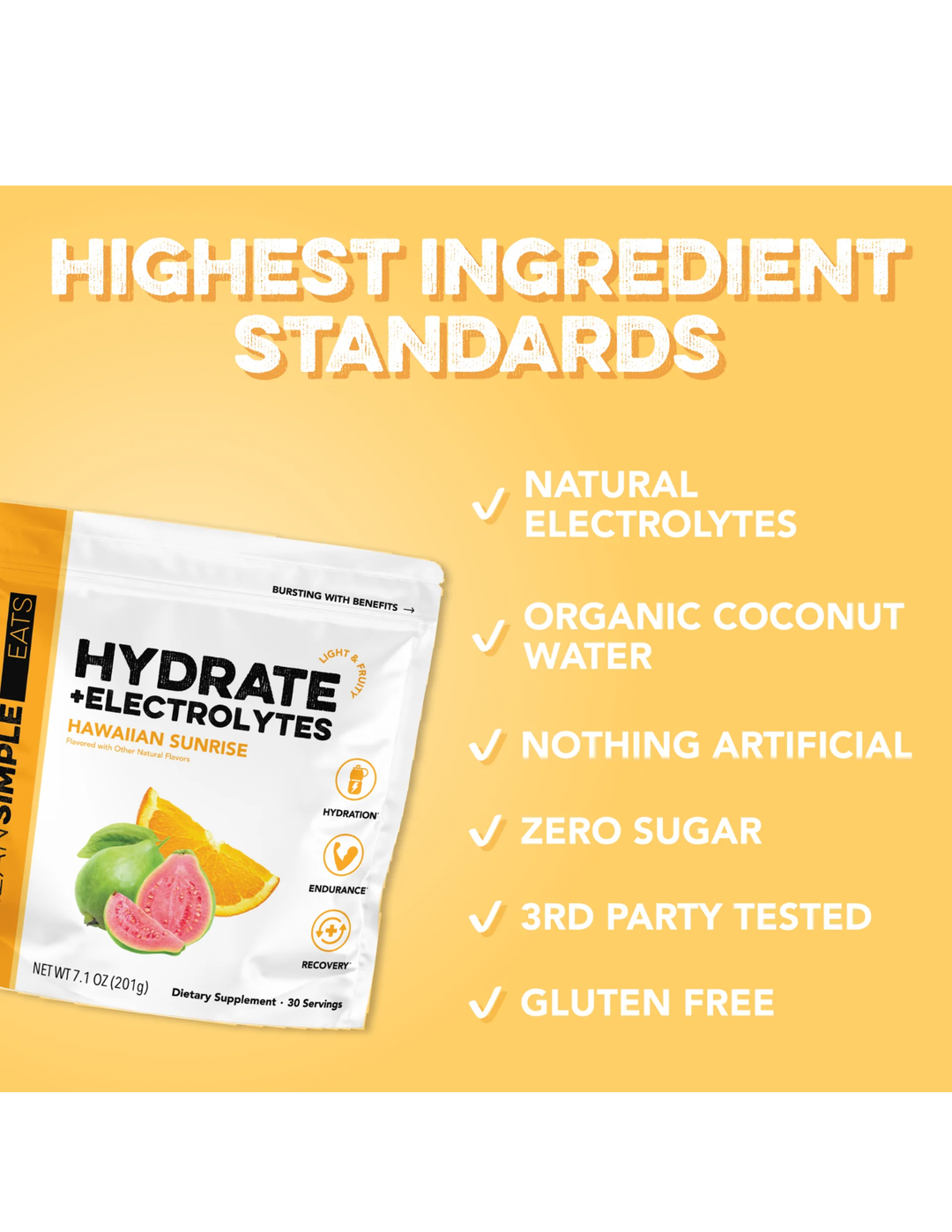 Clean Simple Eats Hydrate + Electrolytes - Hawaiian Sunrise 30 Servings
