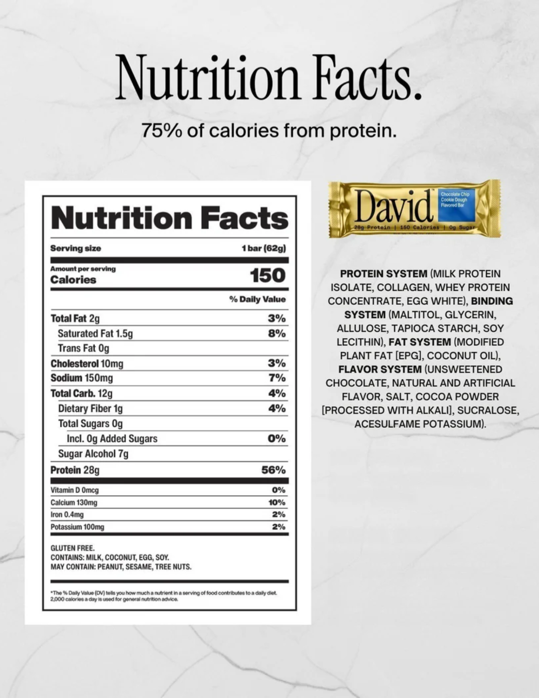 David™ PROTEIN BAR CHOCOLATE CHIP COOKIE 12CT